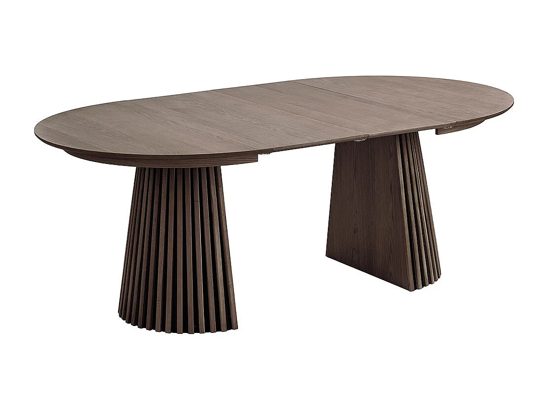 Tokyo ensemble pour salle à manger table à manger avec 2 rallonges Ø120x120-160-200 cm smoked et 6 chaises bouclé blanc.