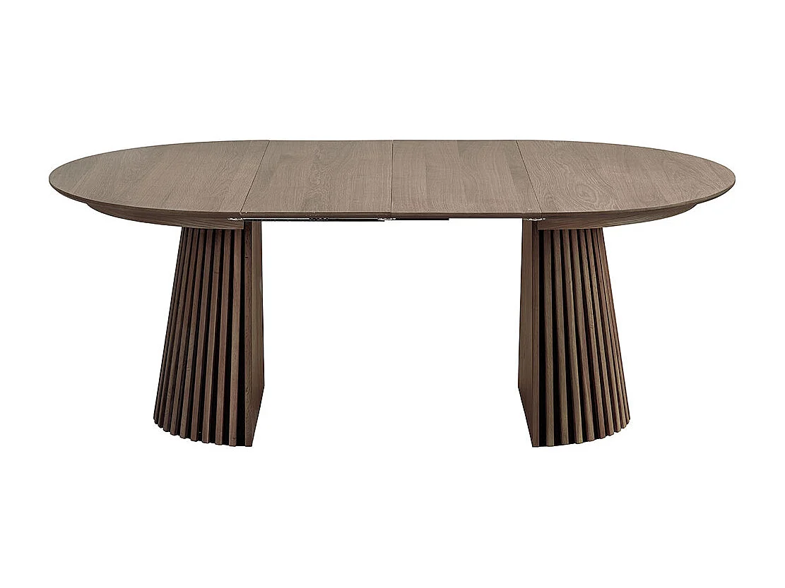 Tokyo ensemble pour salle à manger table à manger avec 2 rallonges Ø120x120-160-200 cm smoked et 6 chaises bouclé blanc.