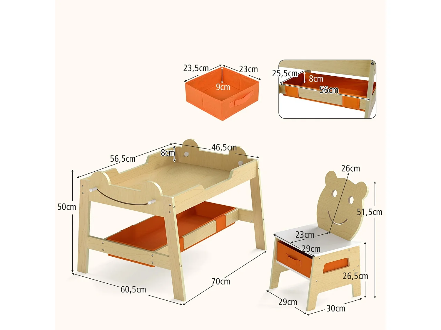 Table Enfant avec 2 Chaises Bureau Enfant 5 en 1 avec Tableau Noir/Blanc Réversible 4 Crochets Table d'Activité pour 3-10 Ans Naturel