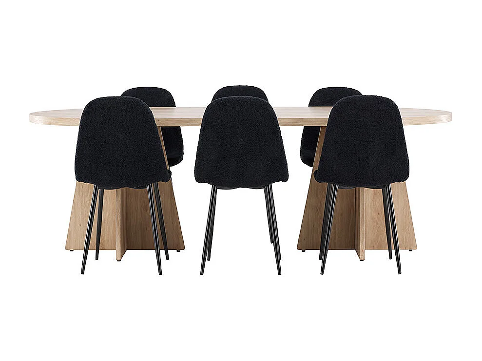 Bootcut ensemble pour salle à manger table 115x230cm et 6 chaises teddy naturel.