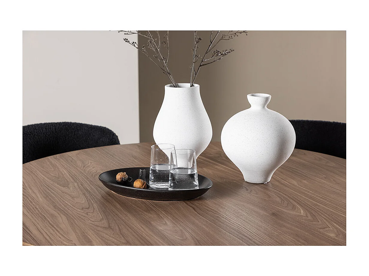Olivia ensemble pour salle à manger table Ø110cm et 4 chaises teddy brun.