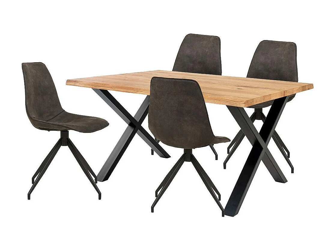 Toulon ensemble pour salle à manger 1 table à manger chêne et 4 chaises grises.