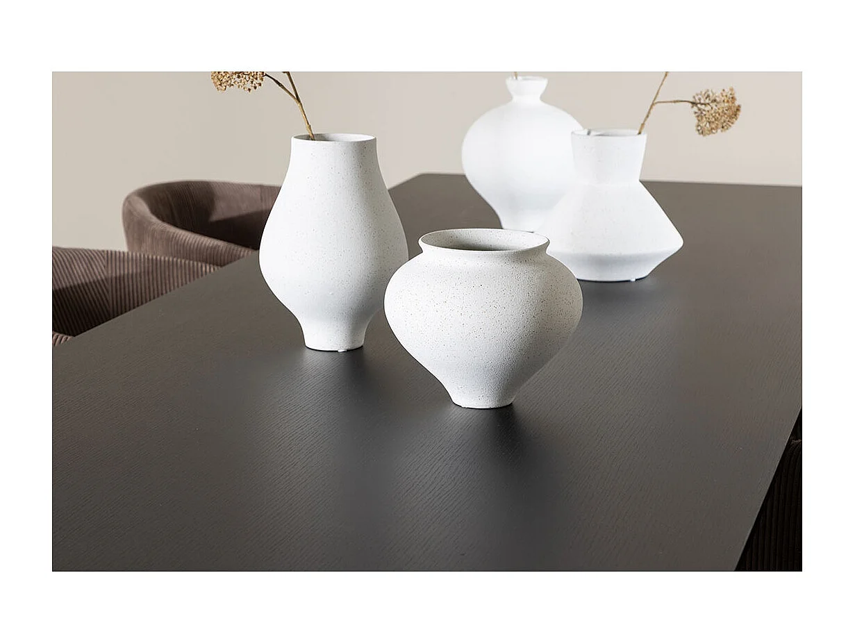 Ellis ensemble pour salle à manger table 85x230cm et 6 chaises velours avec accoudoirs noir.