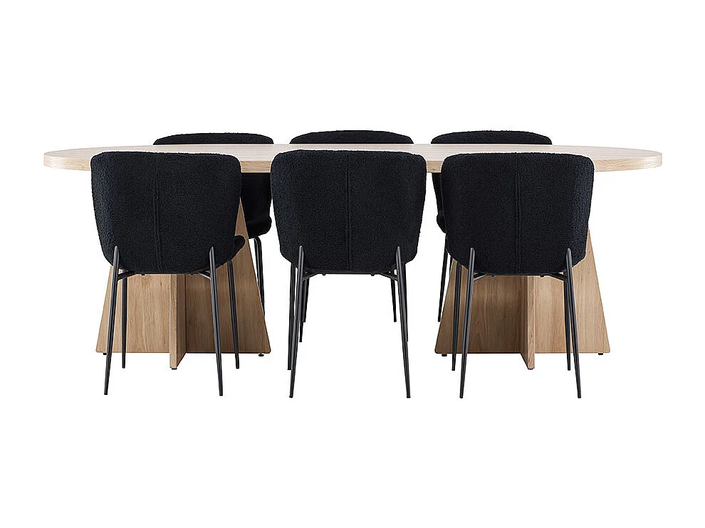 Bootcut ensemble pour salle à manger table 115x230cm et 6 chaises teddy naturel.
