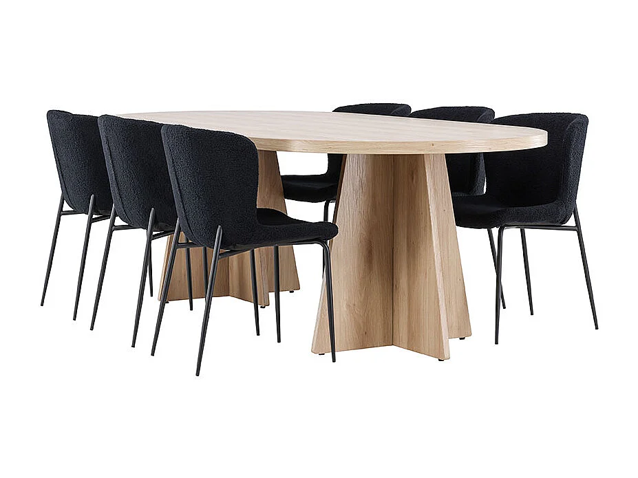 Bootcut ensemble pour salle à manger table 115x230cm et 6 chaises teddy naturel.