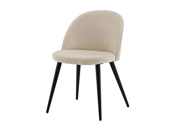 Carry ensemble pour salle à manger table Ø110cm, 4 chaises velours beige.