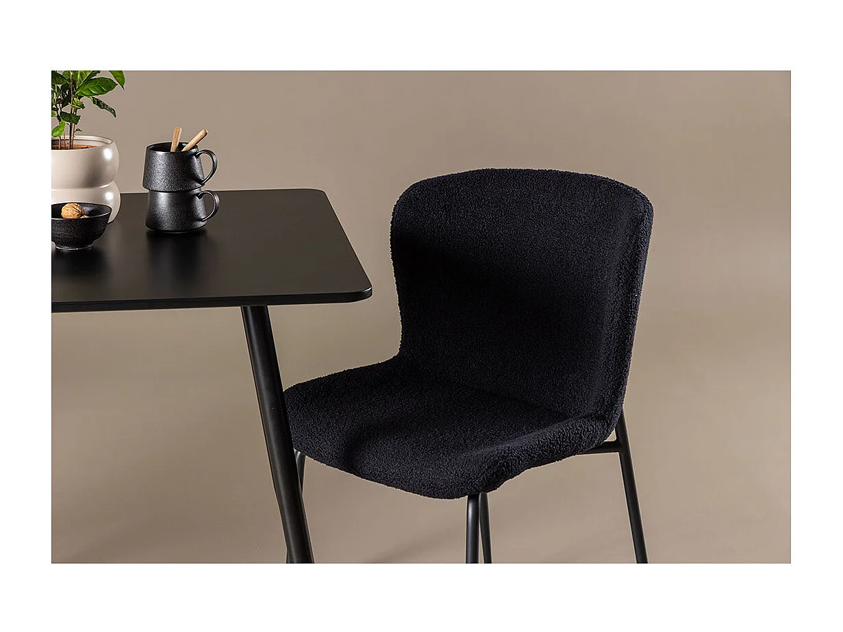 Polar ensemble pour salle à manger table 75x75cm et 2 chaises teddy noir.