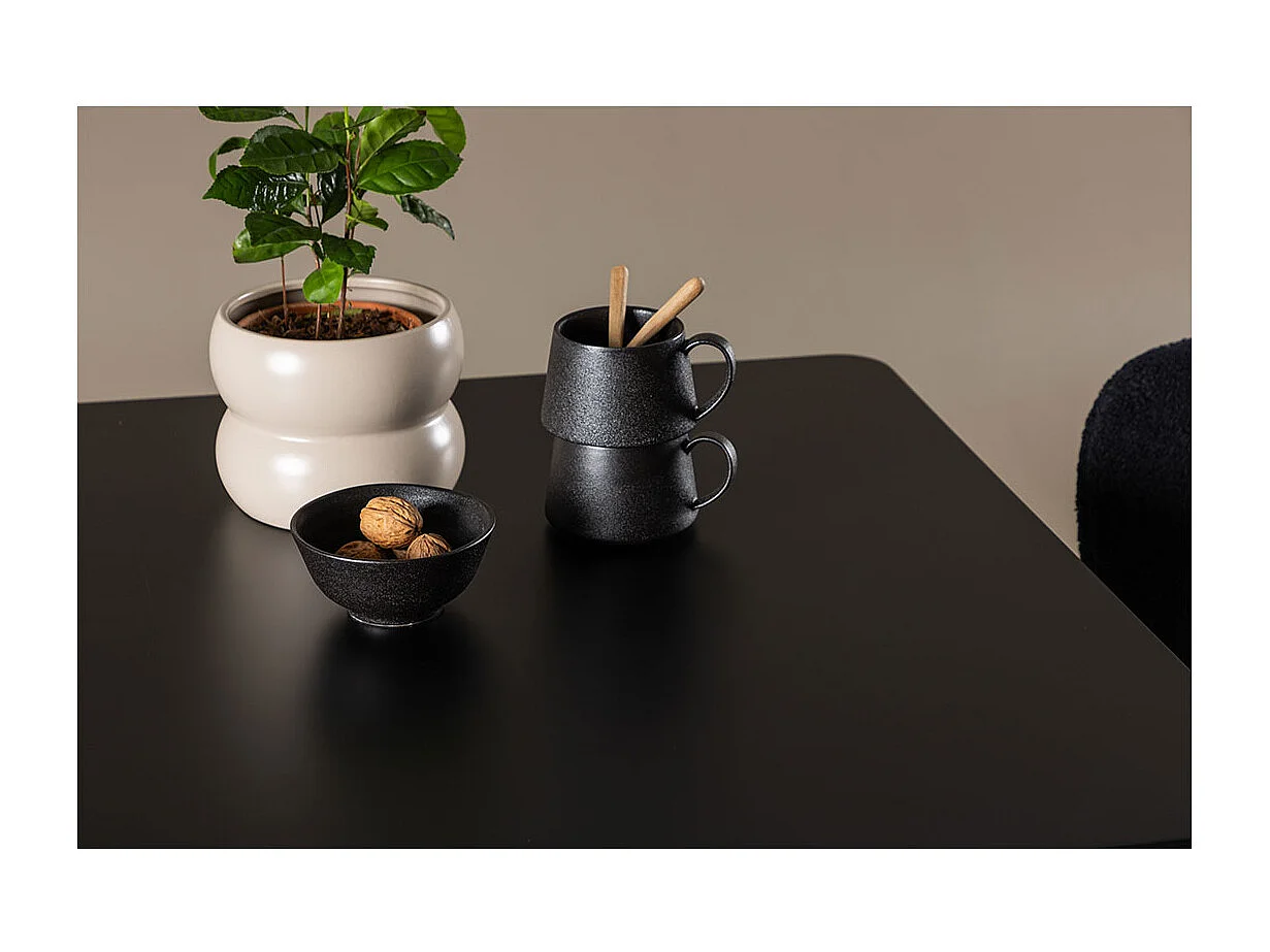 Polar ensemble pour salle à manger table 75x75cm et 2 chaises teddy noir.