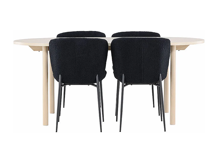 Andy ensemble pour salle à manger table 90x180cm et 4 chaises teddy whitewash.
