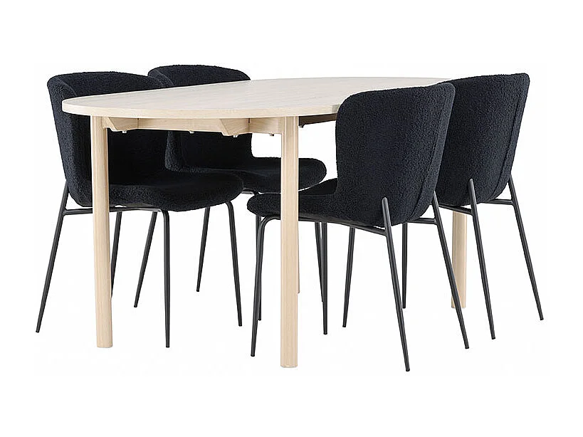 Andy ensemble pour salle à manger table 90x180cm et 4 chaises teddy whitewash.