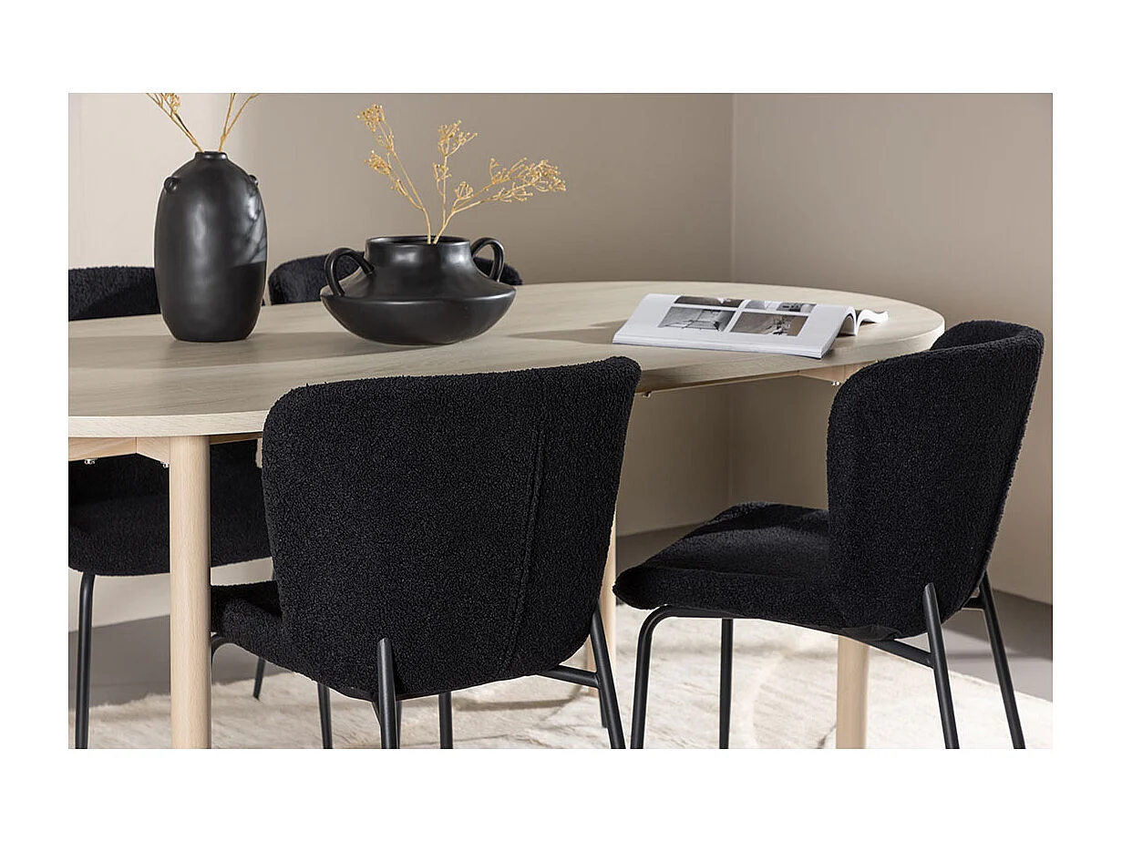 Andy ensemble pour salle à manger table 90x180cm et 4 chaises teddy whitewash.