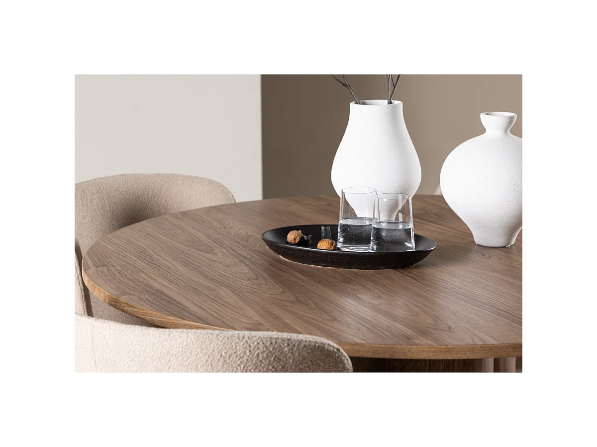Ensemble Table à Manger & 4 Chaises "Olivia & Modesto" 110cm Marron & Beige