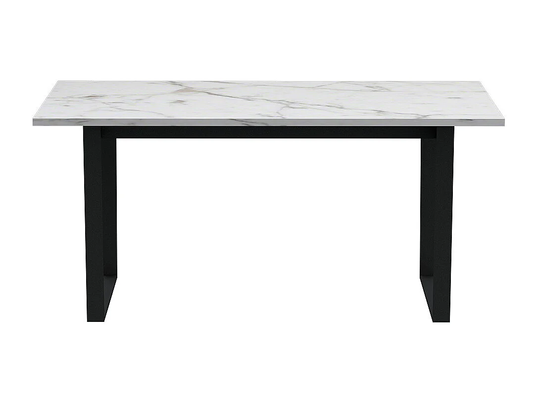Tilst ensemble pour salle à manger table à manger imprimé marbre blanc et 4 chaises velours beige.