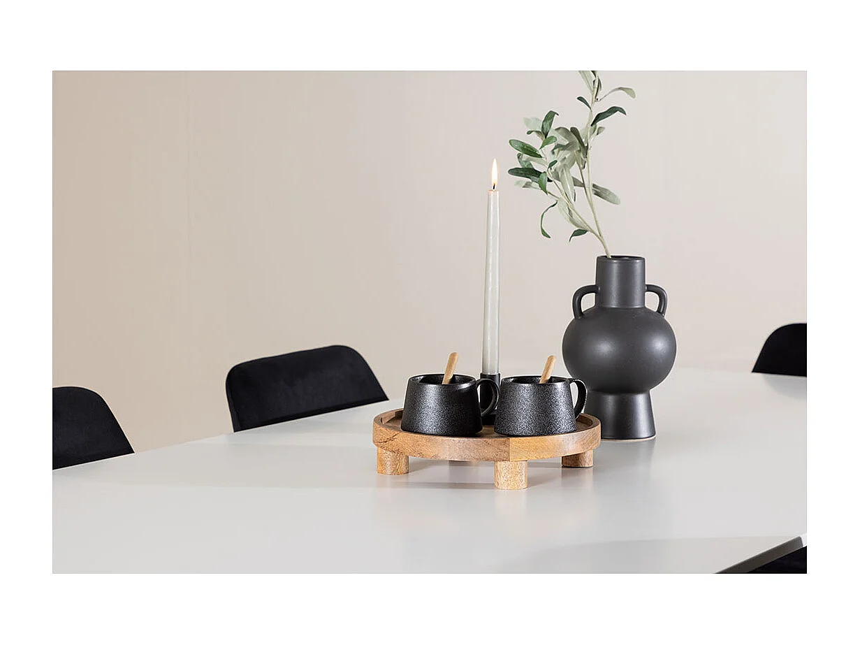 Silar ensemble pour salle à manger table 90x180cm et 6 chaises velours blanc.