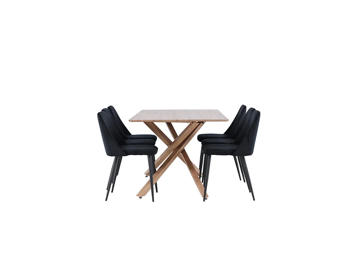 Ensemble Table à Manger & 6 Chaises "Piazza & Night" 180cm Marron & Noir