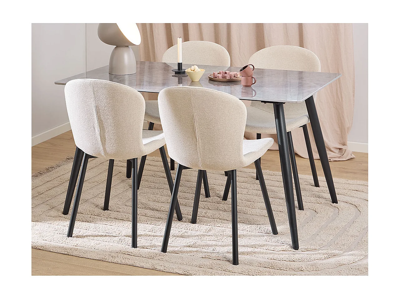 Wicklow ensemble pour salle à manger table et 4 chaises gris, beige.