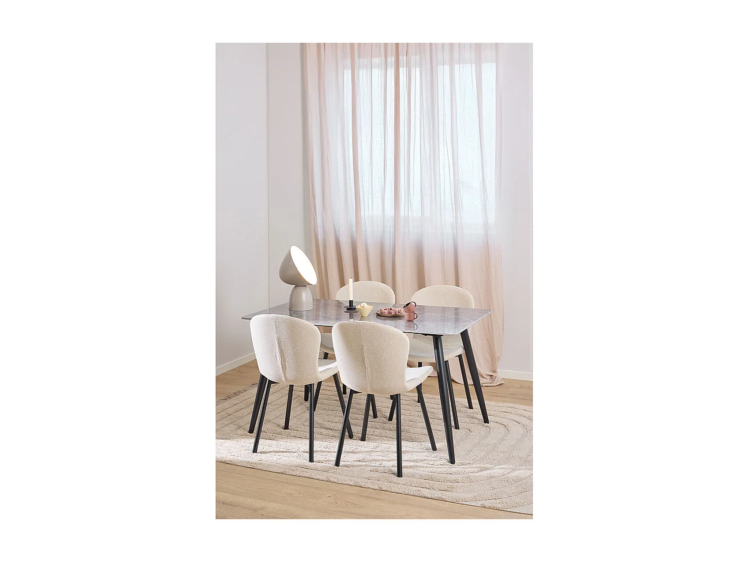 Wicklow ensemble pour salle à manger table et 4 chaises gris, beige.