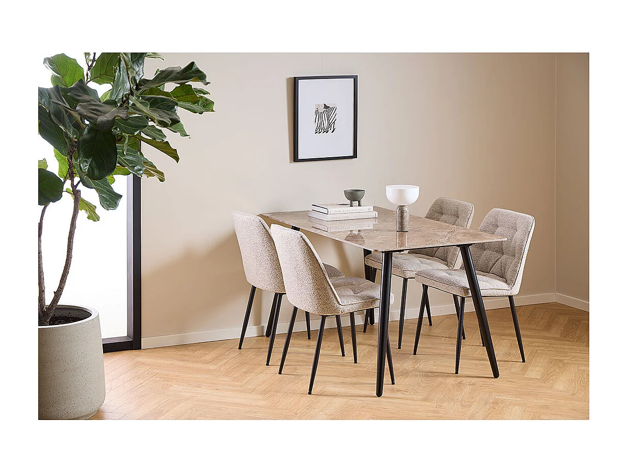 Wicklow ensemble pour salle à manger table et 4 chaises brun, beige.