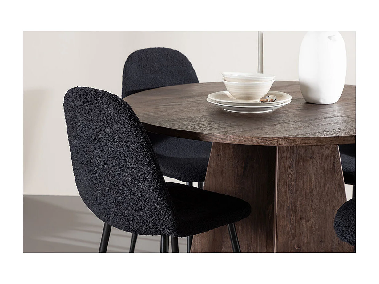 Bootcut ensemble pour salle à manger table Ø110cm et 4 chaises teddy mocca.