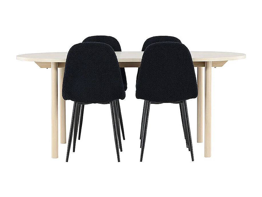 Andy ensemble pour salle à manger table 90x180cm et 4 chaises teddy whitewash.