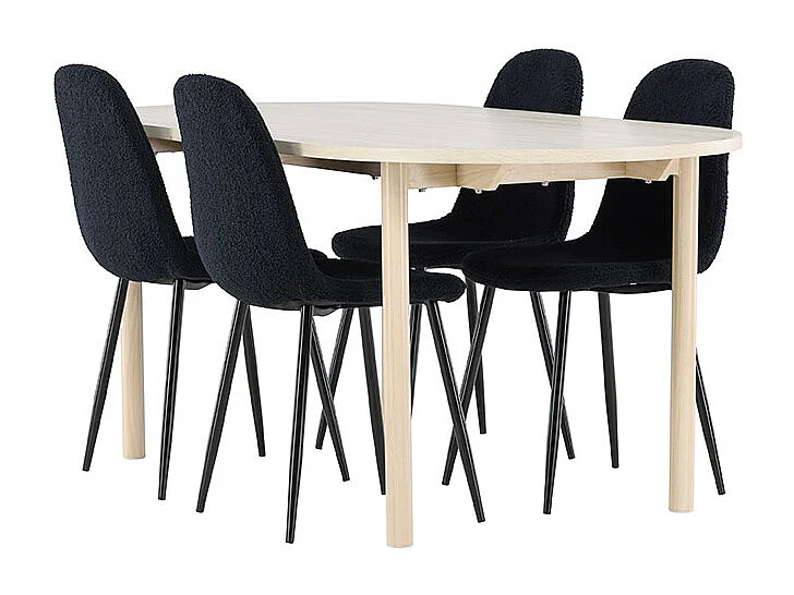 Andy ensemble pour salle à manger table 90x180cm et 4 chaises teddy whitewash.