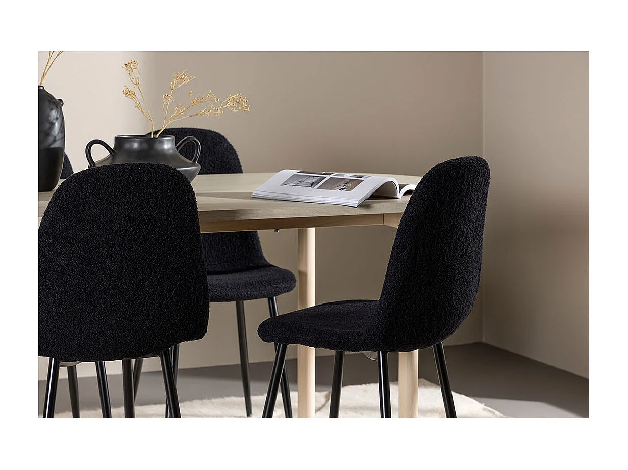 Andy ensemble pour salle à manger table 90x180cm et 4 chaises teddy whitewash.