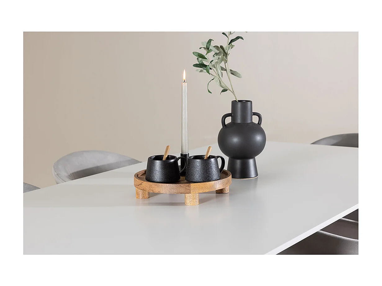Silar ensemble pour salle à manger table 90x180cm et 6 chaises velours avec accoudoirs blanc.
