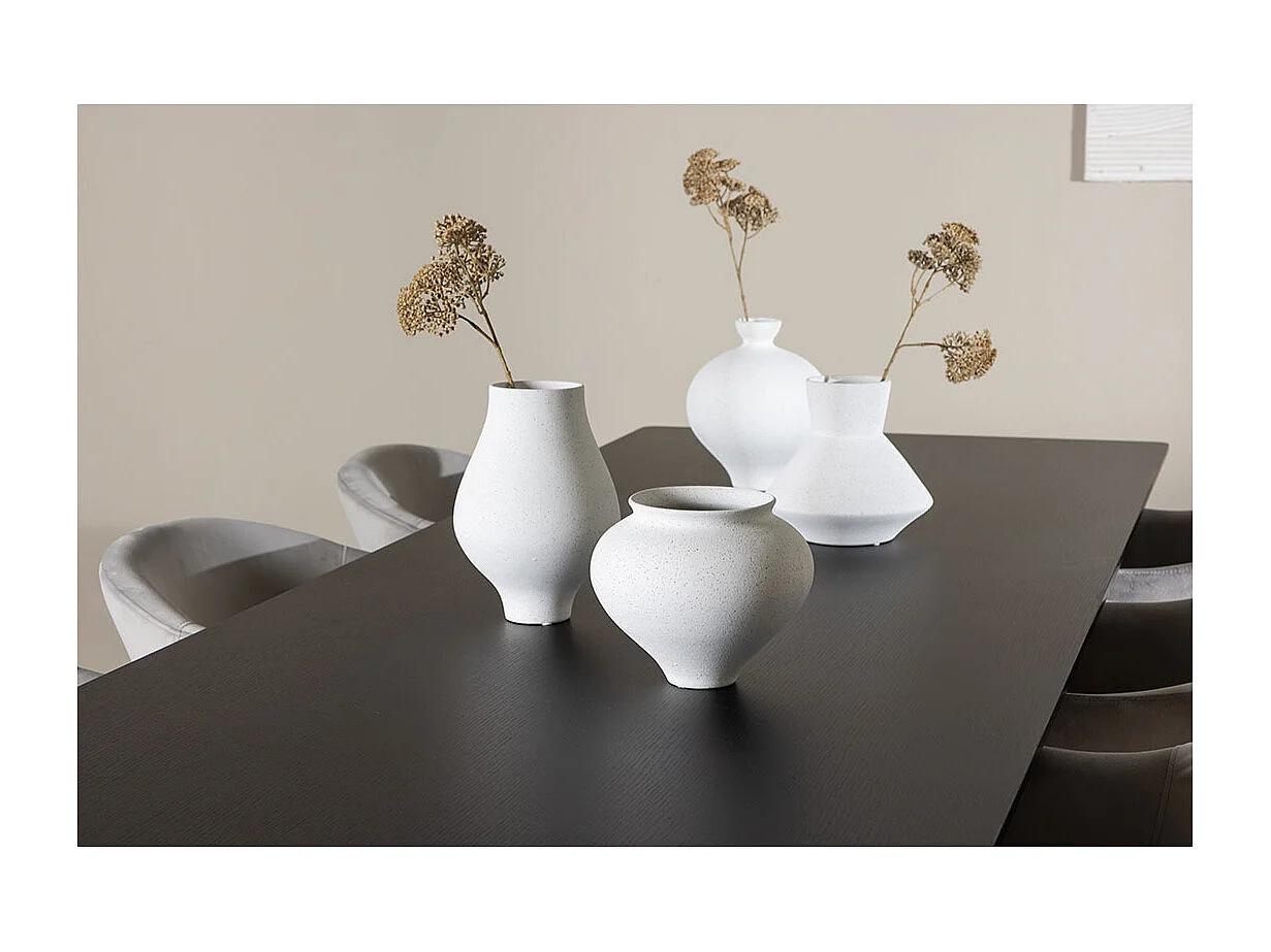 Ellis ensemble pour salle à manger table 85x230cm et 6 chaises velours avec accoudoirs noir.