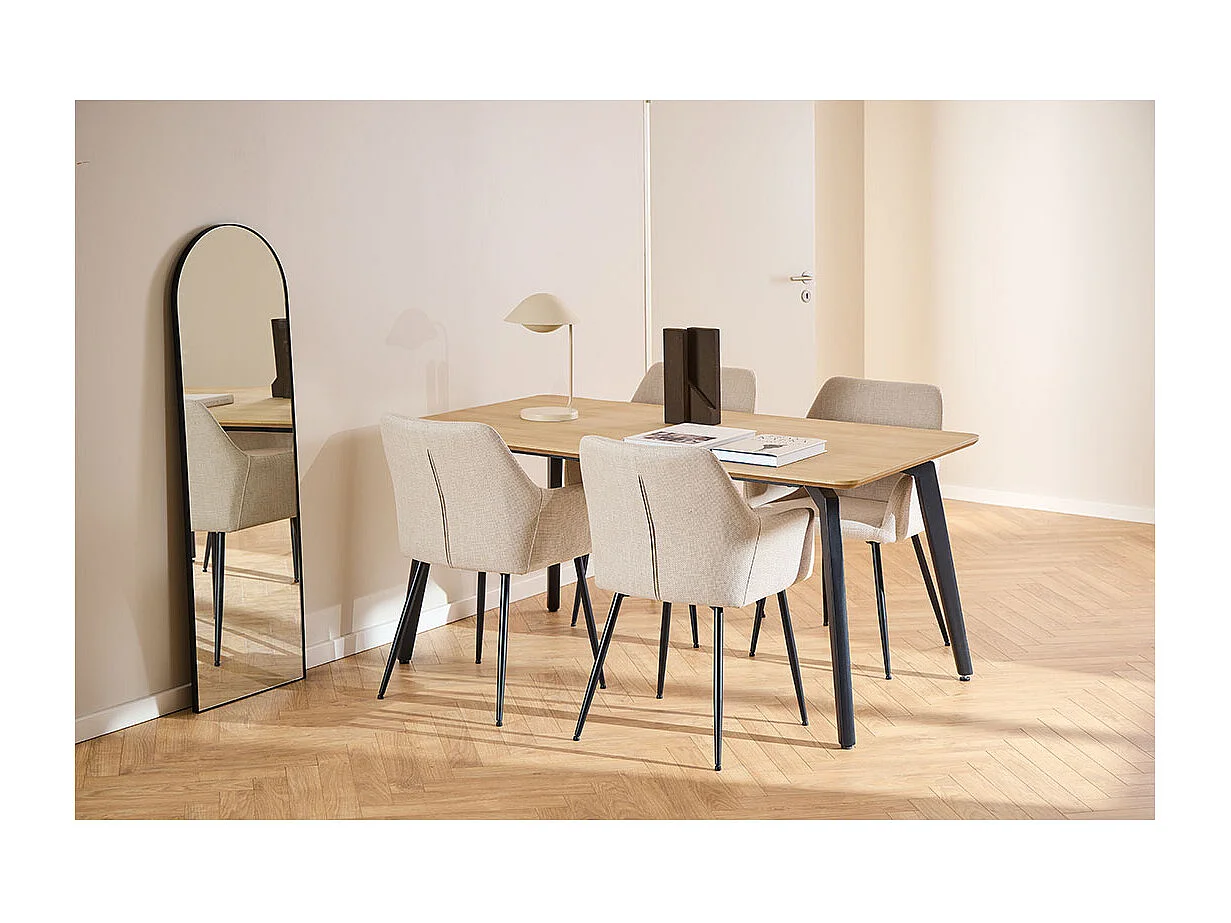 Cadiz Essgruppe Tisch mit 4 Stühlen natur, beige.