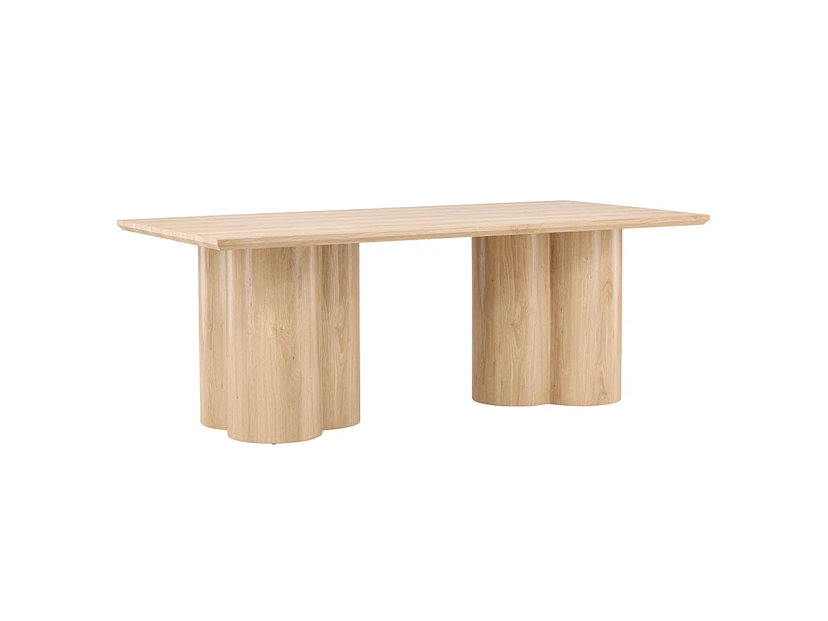 Ensemble Table à Manger & 6 Chaises "Olivia & Agnes" 210cm Naturel & Blanc