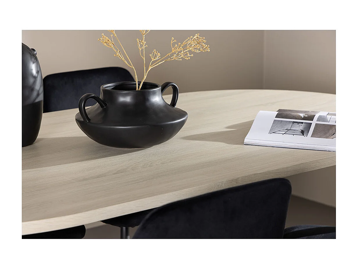 Andy ensemble pour salle à manger table 90x180cm et 4 chaises velours whitewash.