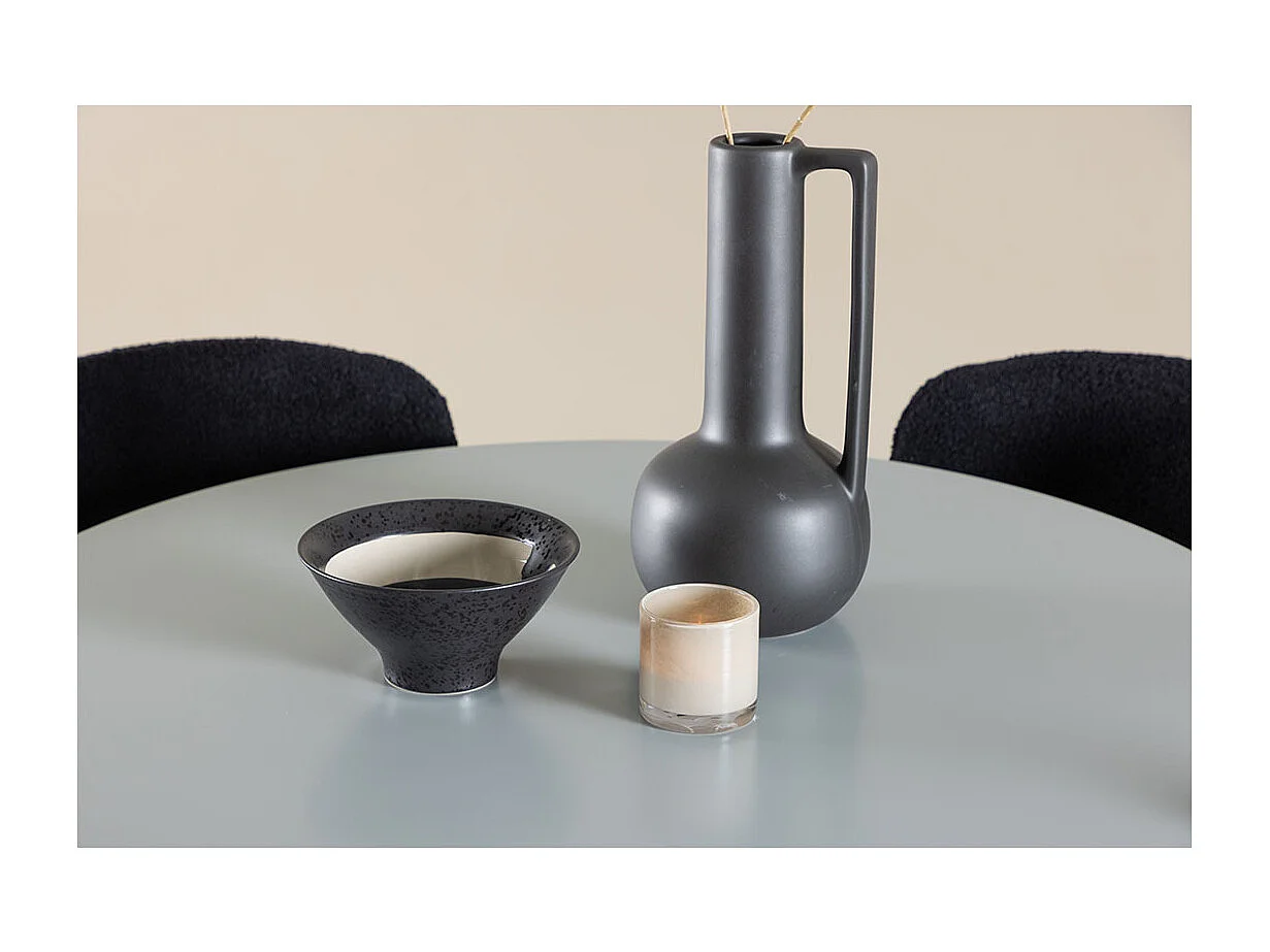 Plaza ensemble pour salle à manger table Ø100cm et 4 chaises teddy gris.