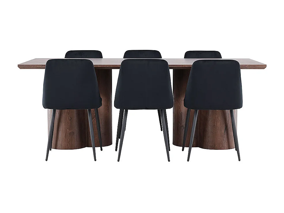 Olivia ensemble pour salle à manger table 100x210cm et 6 chaises velours mocca.