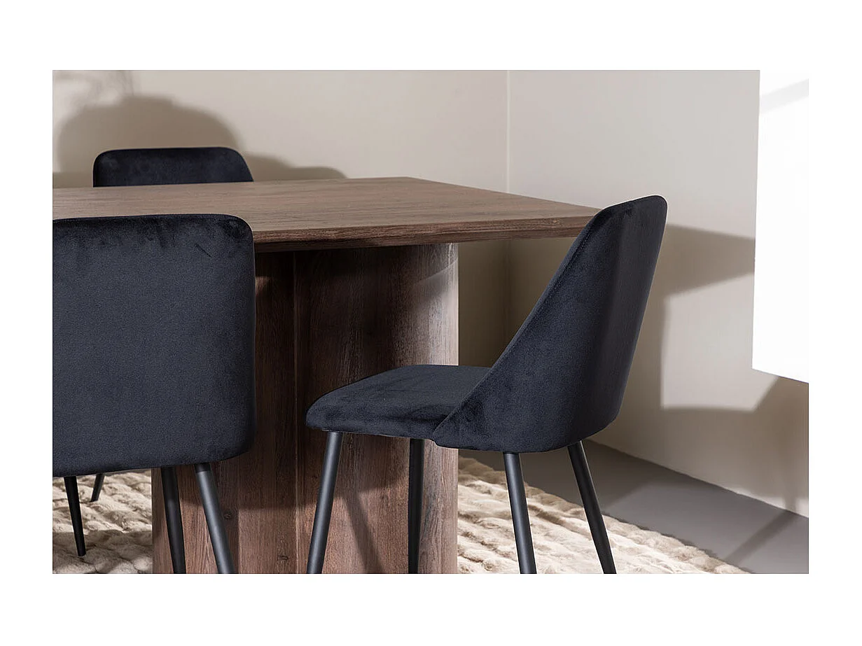 Olivia ensemble pour salle à manger table 100x210cm et 6 chaises velours mocca.