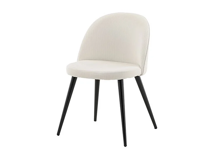 Carry ensemble pour salle à manger table Ø110cm, 4 chaises velours côtelé beige.