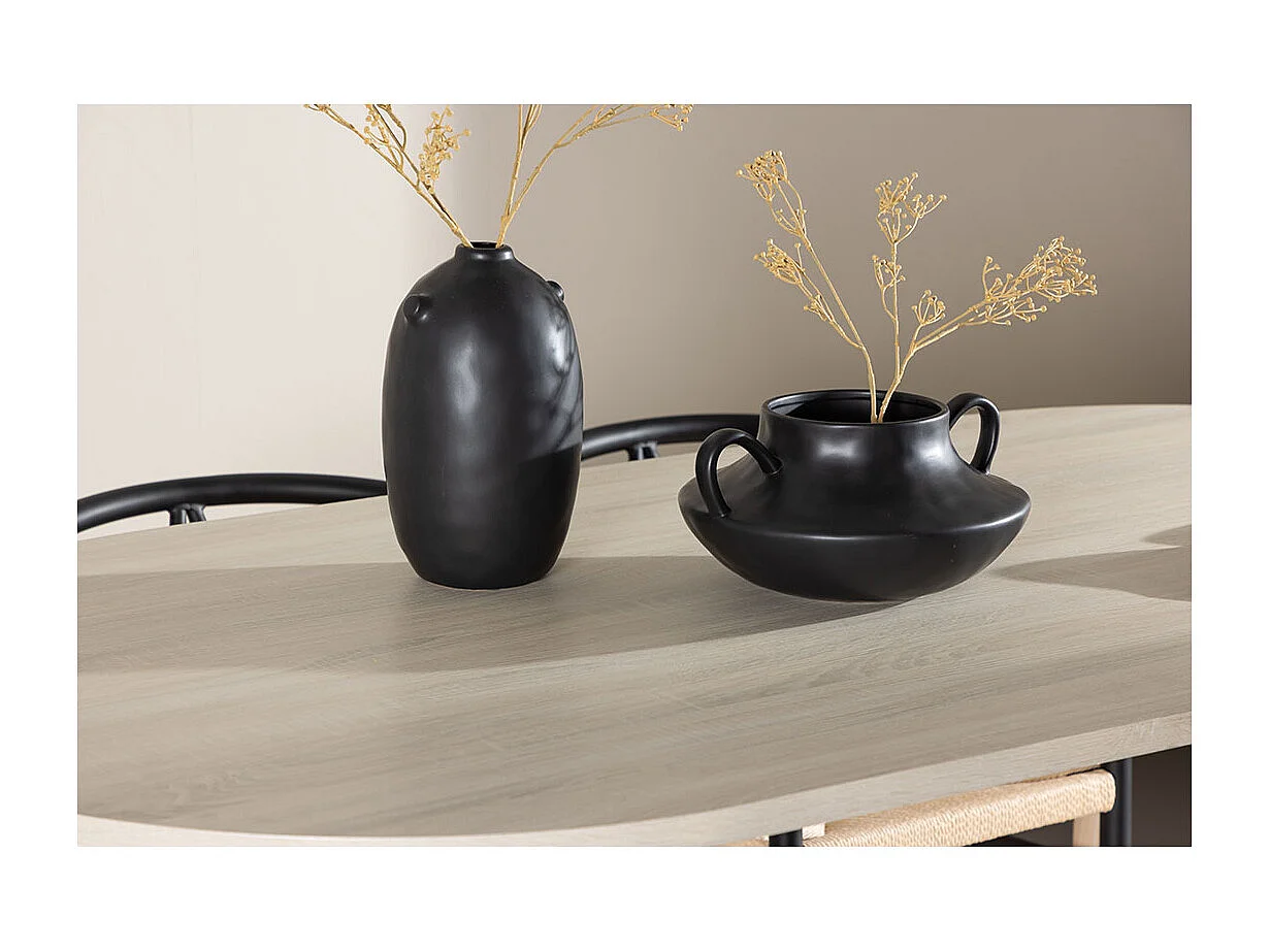 Andy ensemble pour salle à manger table 90x180cm et 4 chaises avec accoudoirs empilables whitewash.