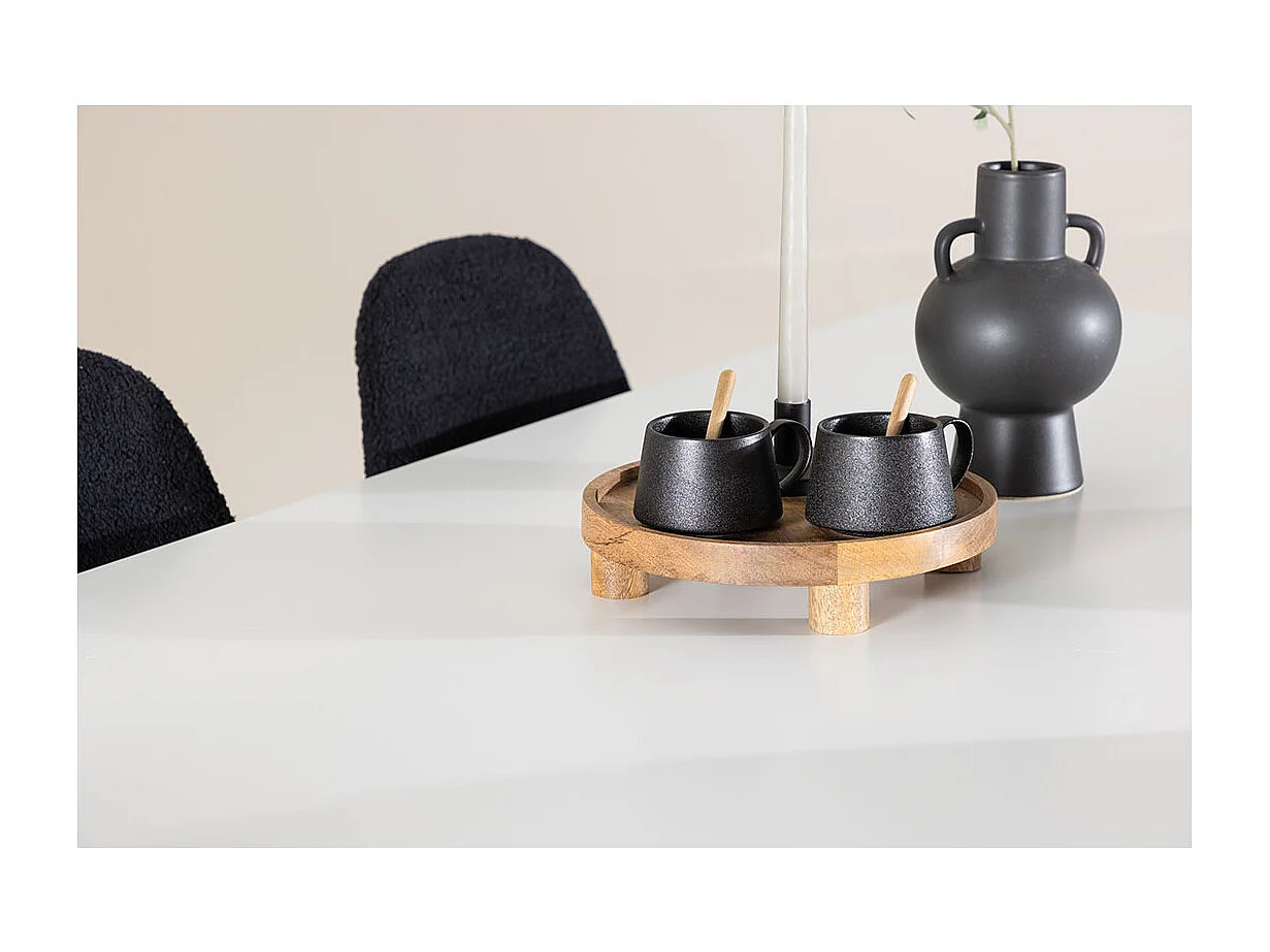 Silar ensemble pour salle à manger table 90x180cm et 6 chaises teddy blanc.