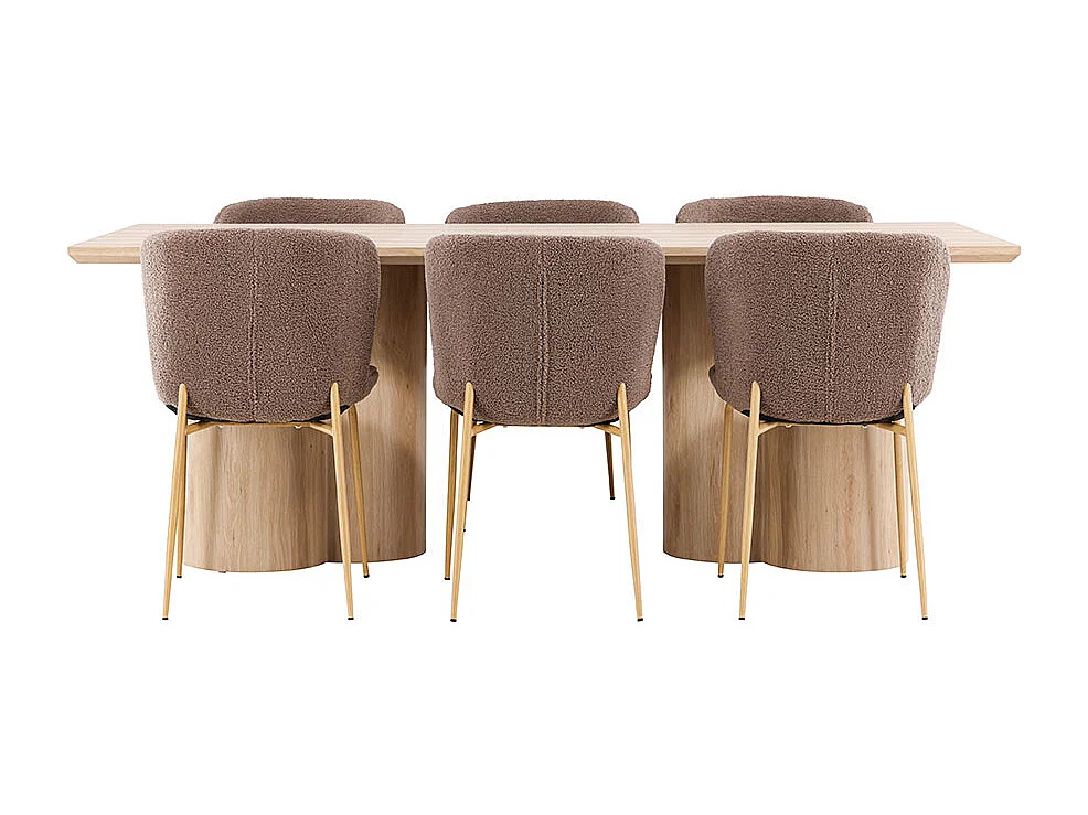 Olivia ensemble pour salle à manger table 100x210cm et 6 chaises teddy naturel.