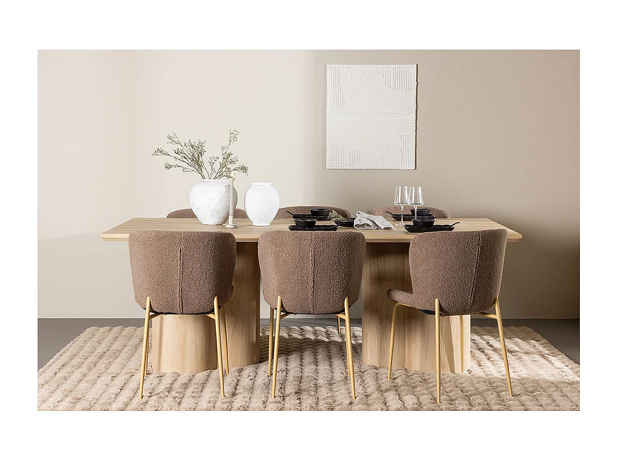 Olivia ensemble pour salle à manger table 100x210cm et 6 chaises teddy naturel.