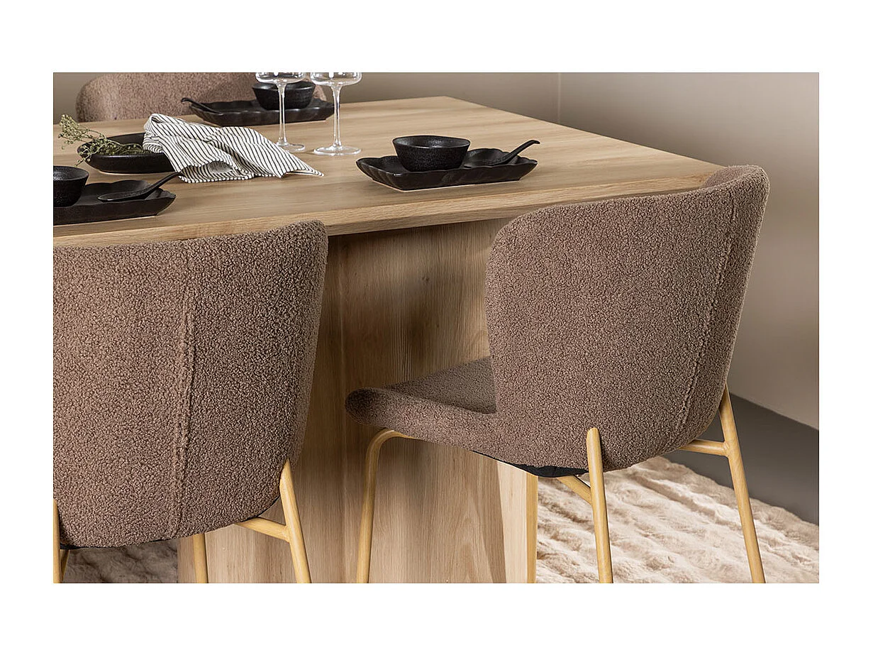 Olivia ensemble pour salle à manger table 100x210cm et 6 chaises teddy naturel.