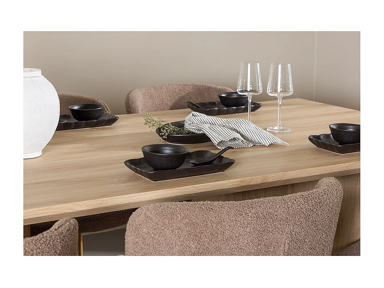 Olivia ensemble pour salle à manger table 100x210cm et 6 chaises teddy naturel.