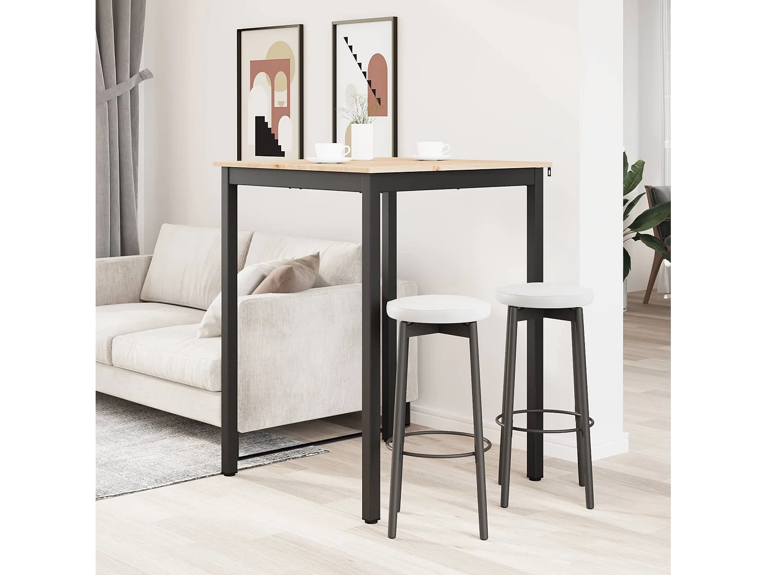 Table de bar carrée 80 x 80 x 105 cm en bois de pin massif naturel
