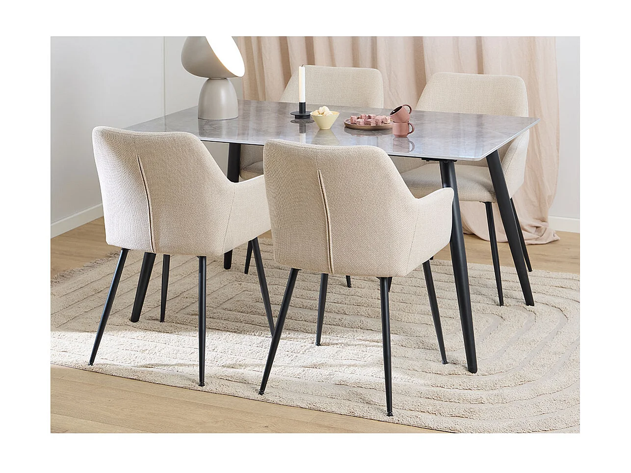 Wicklow ensemble pour salle à manger table et 4 chaises gris, beige.