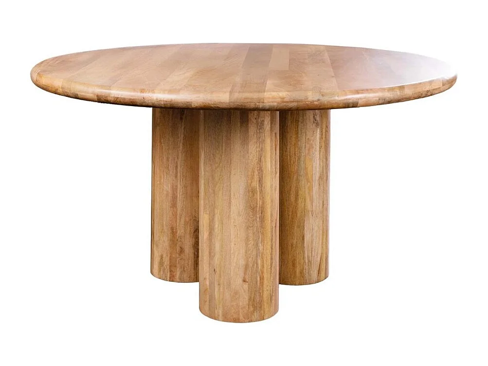 Table de salle à manger ORINO ronde 140 cm en bois massif de manguier – Table design avec pieds cylindriques