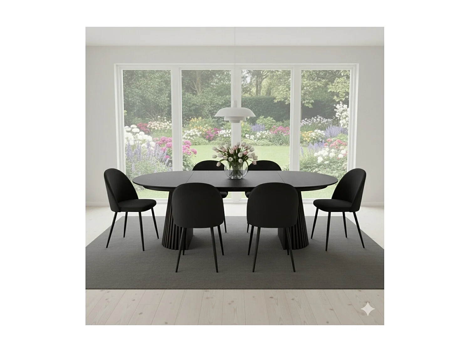 Tokyo table de salle à manger avec 2 plateaux supplémentaires ø120x120-160-200cm noir chêne plaqué
