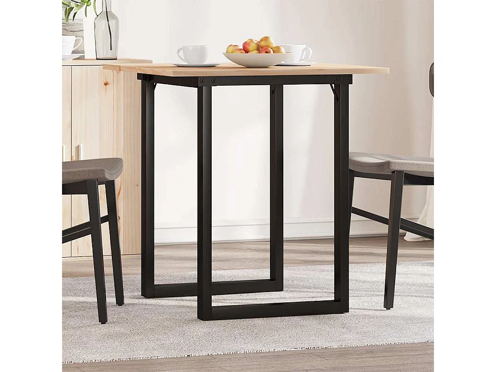 Table à manger cadre en O 70x70x75 cm bois de pin massif acier