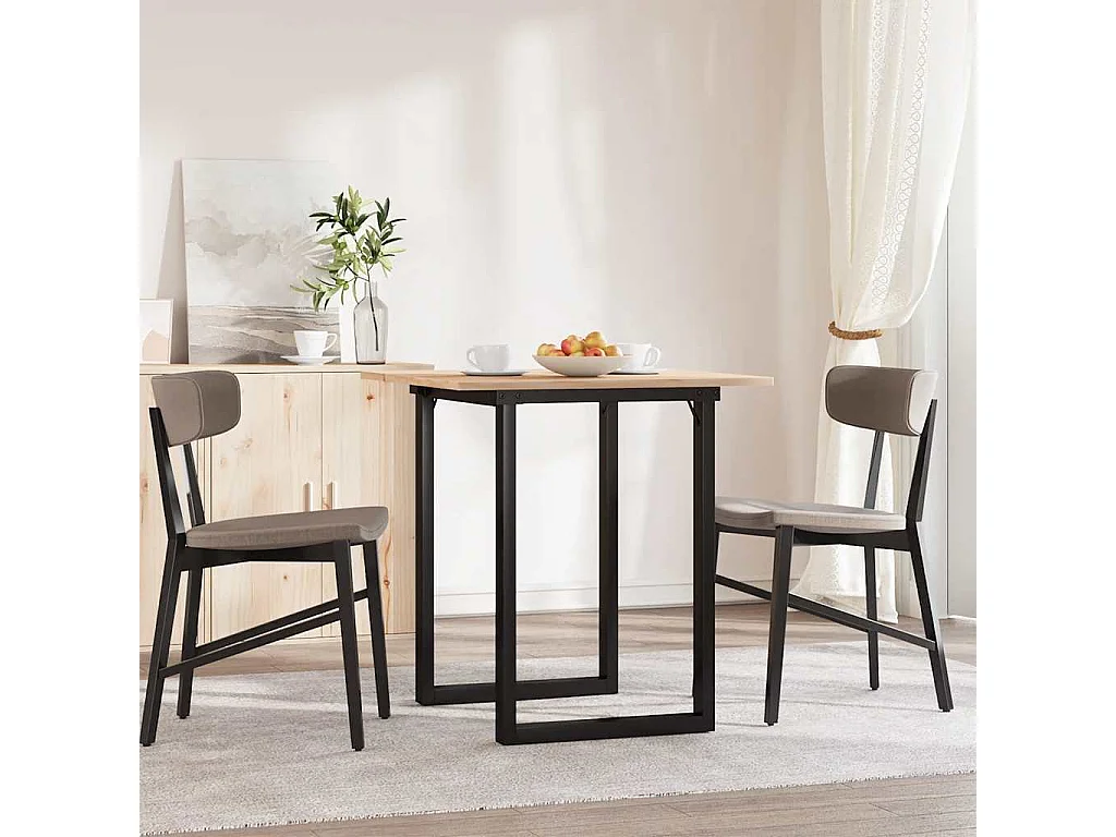 Table à manger cadre en O 70x70x75 cm bois de pin massif acier