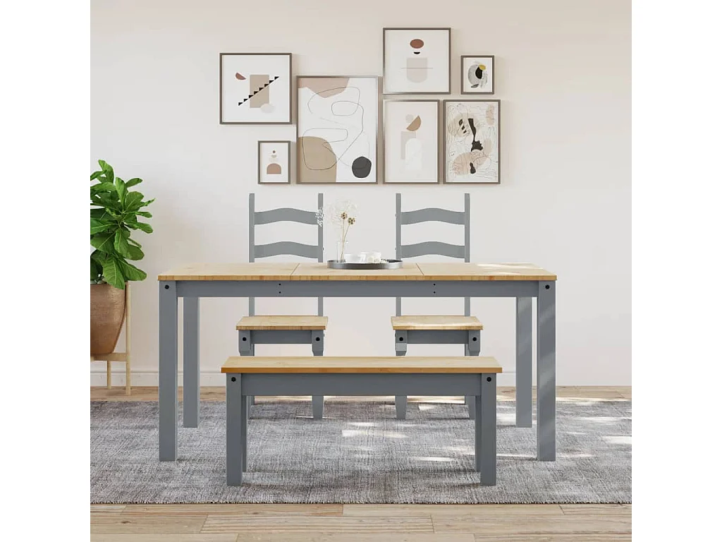 Table à manger PANAMA gris 160x80x75 cm bois massif de pin