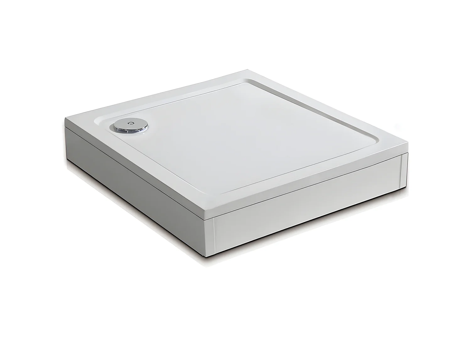 Receveur de douche blanc 70x70cm carré, Extra-plat, bac à douche avec kit de plinthe, 6 pieds, bonde de receveur et siphon 90cm