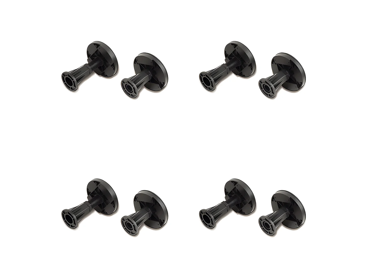 Lot de 8 pieds pour receveur de douche, pieds de bac à douche, en plastique noir